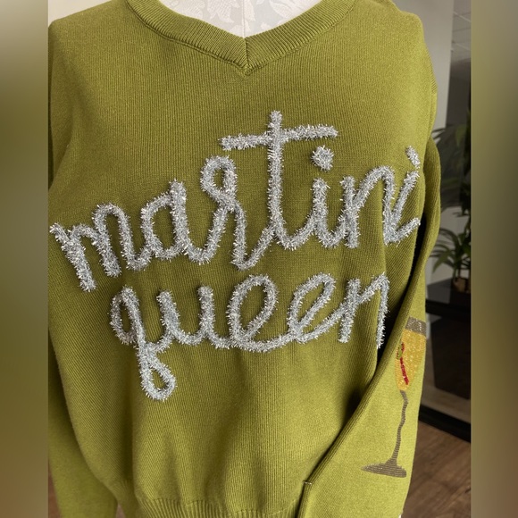 QUEEN OF SPARKLES Sweaters New Queen Of Sparkle Olive Green Sweater Love A Martini Queen
